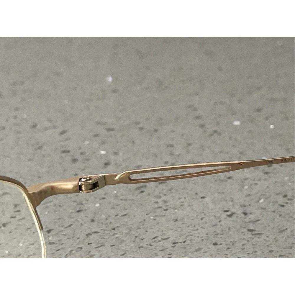 Safilo Eyeglasses Frames ONLY Gold Metal Full Rim 52-19-135 Gold Italy Half Rim
